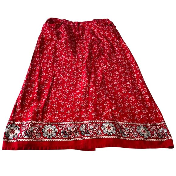 Crazy Horse Dresses & Skirts - Vintage 90s Y2K Crazy Horse Maxi Skirt Size 16 Red Floral Bandana Print Western